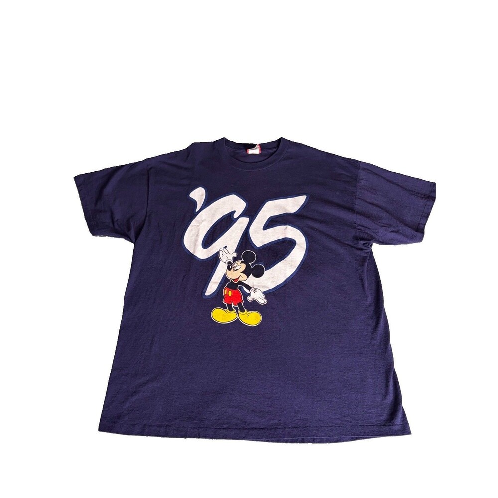 Vintage T Shirt WALT DISNEY WORLD ‘95 XL 90s Mickey Mouse Single Stitch Blue